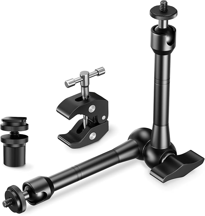 EMART 10inch Articulating Magic Arm Camera Mount with Super Clamp, Friction Power Adjustable Camera Mounts & Clamps with Magicarm and Cold Shoe for Photography/Videography/Webcam/Flash Light