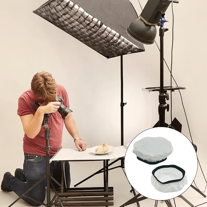 findTop 4-Pack Light Diffuser Sock - Universal Elastic Lamp Cover for Ring Light & Flash Photography (7 Inch/18cm) - Soft White Light Diffusion Fabric for Studio, Portrait, Product Shoots