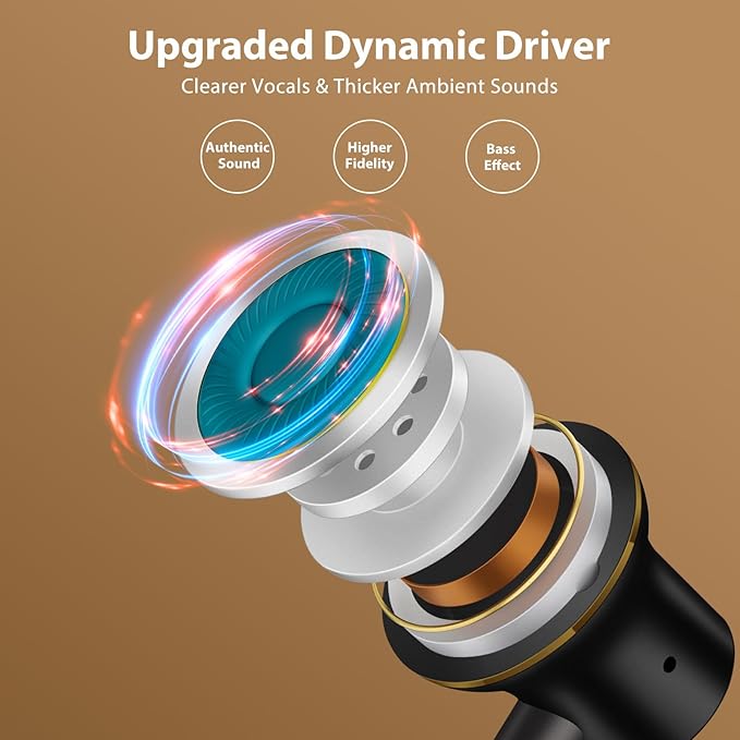 Jiunai USB C Headphones for Samsung S26 Type C Wired Earbuds with Mic In Ear Magnetic Snap S M L Ear Tips Stereo Corded Earphone for iPhone 17 16 15 Galaxy S25 S24 for iPad Pro Pixel 10 9 Black & Gold