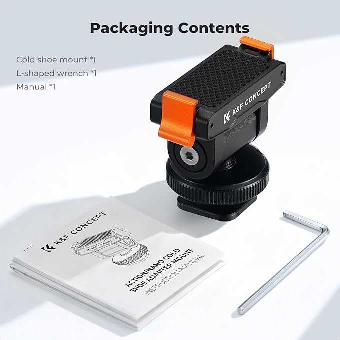 K&F CONCEPT Cold Shoe Mount Compatible with DJI Osmo Nano/Osmo Action 6, Action Camera Magnetic Quick Mount Holder, Tripod Adapter Hot Shoe Camera Connector with 1/4" Screw Hole