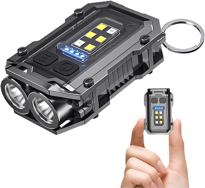 Pocket EDC Flashlight Rechargeable, 500 Lumens Keychain Flashlight Small LED Light for Work, Running, Walking, Camping, Fishing, Hiking, Dog, Emergency
