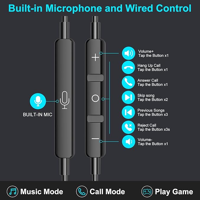 USB C Headphones for iPhone 17 Air 16 Wired Earphones for Samsung Galaxy S24/S23/S22/S25/S26 Ultra for iPhone 15 Pro Wired Earbud with Mic Stereo Noise Cancelling Type C Earbuds for Pixel 9/Oneplus 12