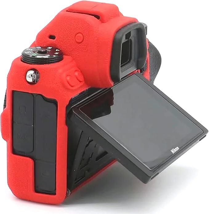 Professional Secure Silicone Camera Case Cover Housing Body Skin for Nikon Z6 Z7 Full Frame Mirrorless Camera (Red)