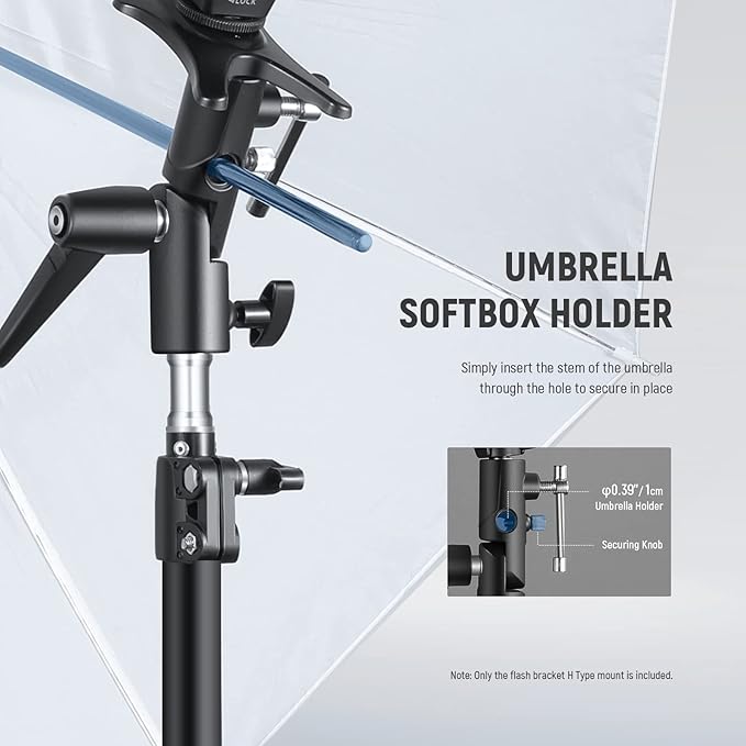 NEEWER Camera Flash Bracket H-Type Mount with Umbrella Softbox Holder, 180° Swivel Adjustable Metal Light Stand Adapter with 1/4" to 3/8" Screw Adapter for Speedlite LED Lamp Light Stand Tripod