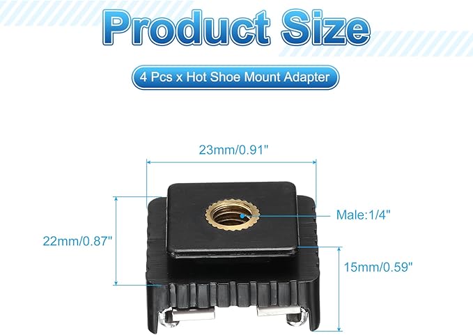 PATIKIL Hot Shoe Adapter 1/4" Female, 4 Pcs Hot Shoe Mount Adapter Camera Mount Screw Camera Video Light Converter for Microphone Holder Accessories 0.55x0.91x0.87 Inch