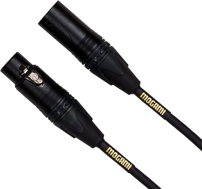 Mogami Gold Studio 03 XLR to XLR Quad Conductor Patch Cable 3 feet with Gold Contacts, XLRM-XLRF Connectors, Pro Audio Noise-Free