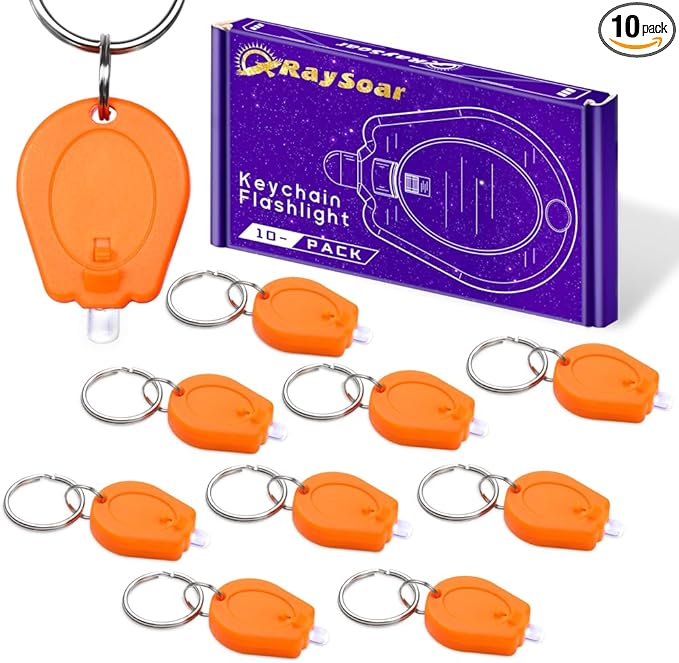 10 Pack Ultra Bright Mini LED Keychain Flashlight, Small Key Ring Flashlight, Portable LED Keychain Light for Outdoor Activities Emergency Light - Orange Shell