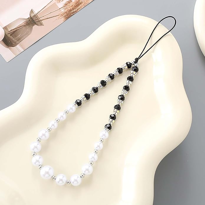 Beaded Phone Charm Lanyard Strap Girly Style Fixed Beads Pearl Lanyards