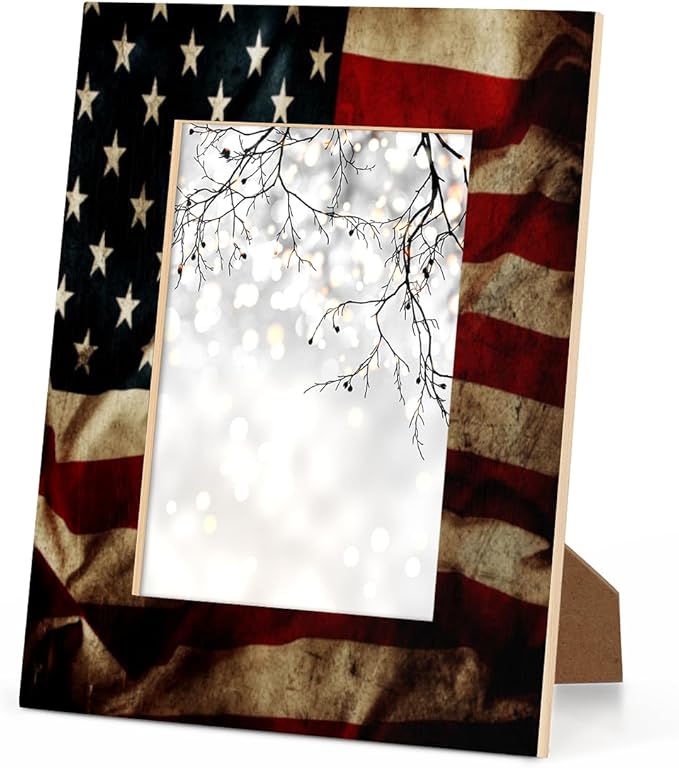 11x14 Picture Frame American Flag Home Gallery Wall Tabletop Decor with Stand Hanging Hook for Photos Certificate Poster Collage Display-Vintage US Flag Frame
