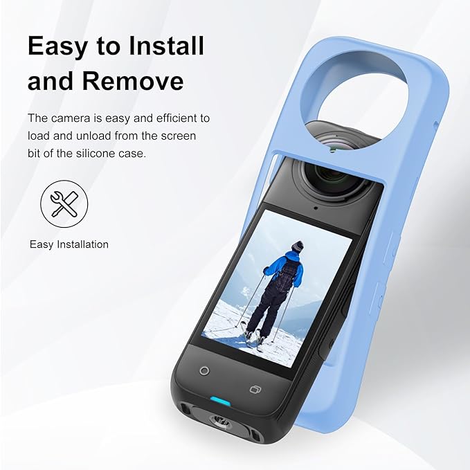 PULUZ Silicone Protective Case for Insta360 X4 with Lens Cap, Soft Camera Protective Cover and Standard Lens Guard for Insta 360 X4 Accessories(Blue)