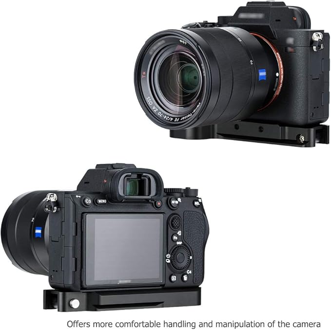 JJC GP-X1EM Grip Extension Metal Bracket for Sony A7V A7 V A7IV A7 IV A7III A7II A7RV A7R5 A7RIV A7R III II A7SIII A9II A9 A1, Arca Swiss Quick Release Base with 1/4"-20 Tripod Hole & Cold Shoe Mount