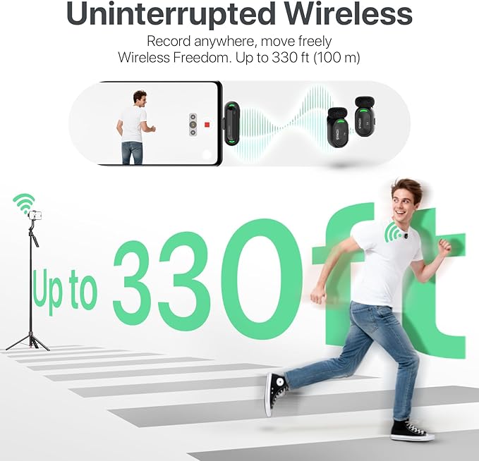 SYNCO Mini Wireless Microphone with AI Noise Cancellation for iPhone/Android, Plug-and-Play Magnetic Lavalier Mic with USB-C, 328 ft Range, 12H Battery for Video Recording & Vlogging