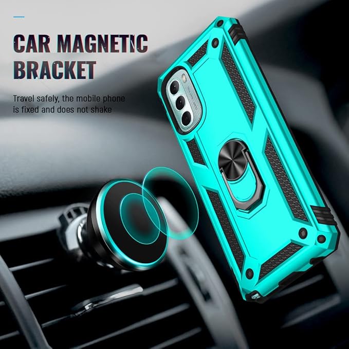 Androgate Compatible with Motorola Moto G Stylus 2022 4G Case with HD Screen Protector, Military-Grade Metal Ring Kickstand 15ft Drop Tested Shockproof Cover Case for Moto G Stylus 4G 2022, Teal