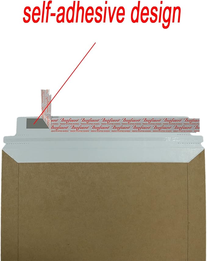 Bonfasvo Rigid Mailers 30 Pack 10 x 13.5 inches Brown Self Seal Stay Flat Bulk Cardboard Kraft No Bend Mailers Peel and Seal for Document Photos Pictures Papers Files CD