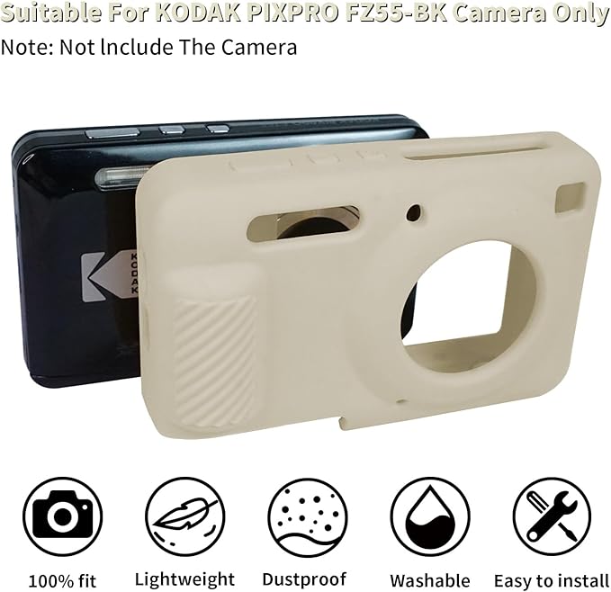 Easy Hood Camera Case for Kodak PIXPRO FZ55, Soft Silicone Cover Anti-Scratch Slim Fit FZ55 DSLR Camera Sleeve Body Skin Travel Protective Case, Beige