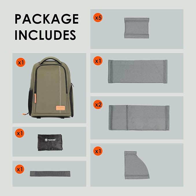 TARION Large Camera Backpacks for Photographers - Waterproof Camera Bag Photography backpack with 15.6" Laptop Compartment Rain Cover Side Access Tripod Holder(TB04 Green)