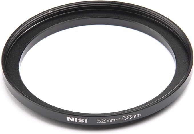 NiSi 52-58mm Pro Step-Up Ring - Threaded Stepping Adapter, 52mm Male Lens Attachment 58 mm Female Filter and Accessory Thread - Anodized Aluminum, Matte Black Finish