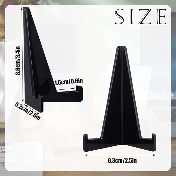 Bucherry 20 Packs Card Display Stand 3.4" Acrylic Easel Stands Mini Picture Coin Display Easel Holder Baseball Sports Card Trading Graded Holder for Challenge Coin Photo Frame Medal Watch (Black)