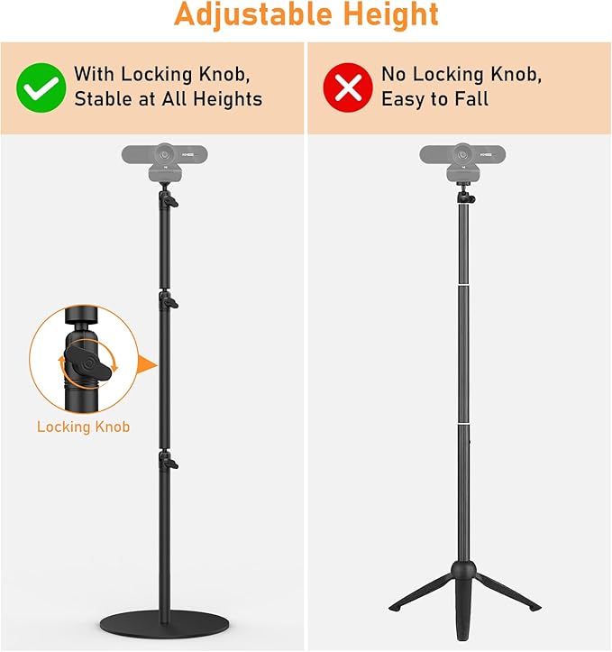 Camera Round Base Mount Desk Stand, Flexible Aluminum Photography Floor-Standing Light Monopod Stand Phone Holder with 1/4" 3/8'' 5/8'' Screw for DSLR Camera, Light, Webcam, Live Streaming, Vlogging