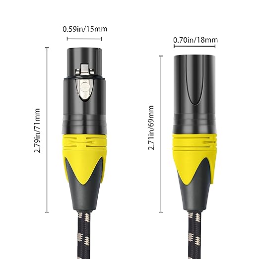 XLR Cable 50ft 4 Packs - Premium Balanced Microphone Cable with 3-Pin XLR Male to Female Mic Speaker Cable, Black and White Grid Layer, Pure Copper and Plated Conductors