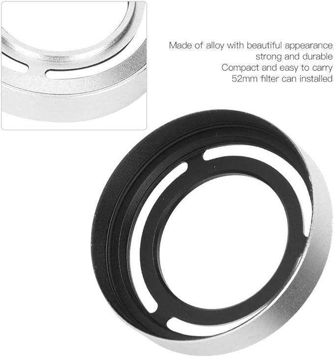 Hollow Metal Lens Hood - Compact Lens Hood - Detachable Camera Lens Hood - for X10/X20/X30 Camera(Silver)