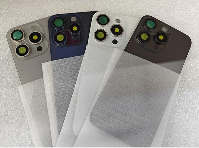 1Pcs/Lot Battery Cover Glass for iPhone 15 Pro Max Back Housing Replacement with Small Parts Metal Plate Magnetic for iPhone 15PM 2in1 Big Hole Back Glass Rear Door Case (Natural)