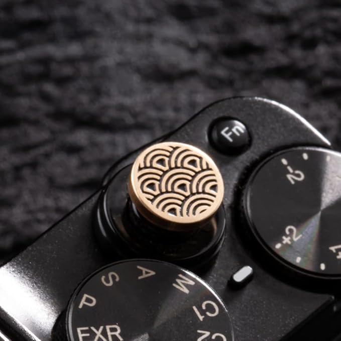 DBZZ Wave Pattern Camera hot Shoe Cover Camera Shutter Button for Fujifilm X-T50 X-S20 X-S10 X-T4 XT30 for Nikon Z6iii Z7 Z30 Z50 ZF (Brass YH Button)
