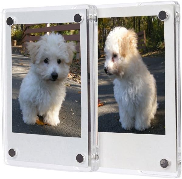 FoRapid 3" Dual Sided Clear Acrylic Refrigerator Magnetic Photo Frame, Frameless Display Compatible with Fujifilm Mini 9 8 8+ 2x3 Photo