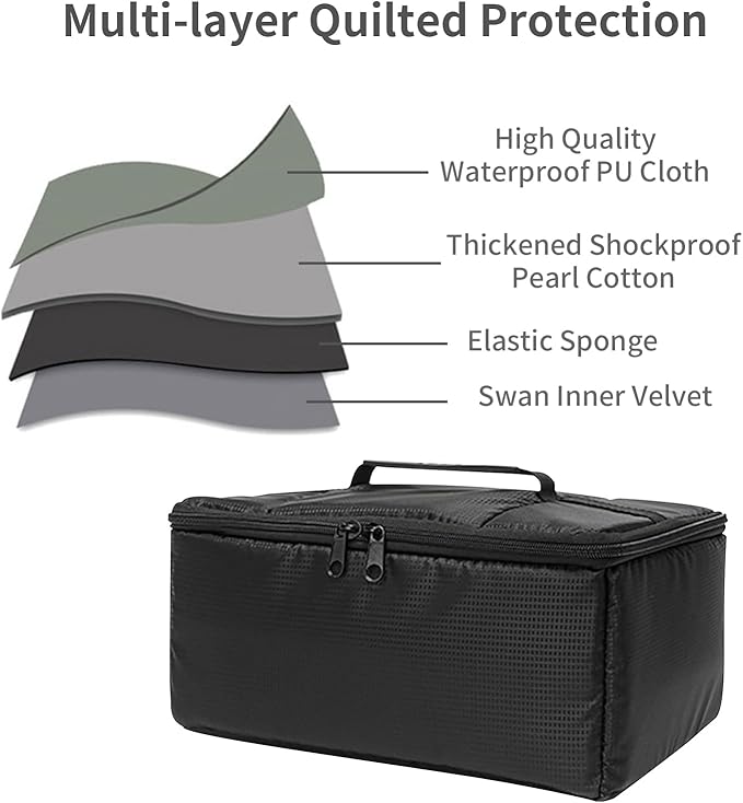 Lizbin Camera Insert Bag Camera Case, Water Resistant Camera Bag Insert Portable Inner Bag, Shockproof DSLR SLR Cameras Padded Storage Bag, Inner Case Bags (Black)