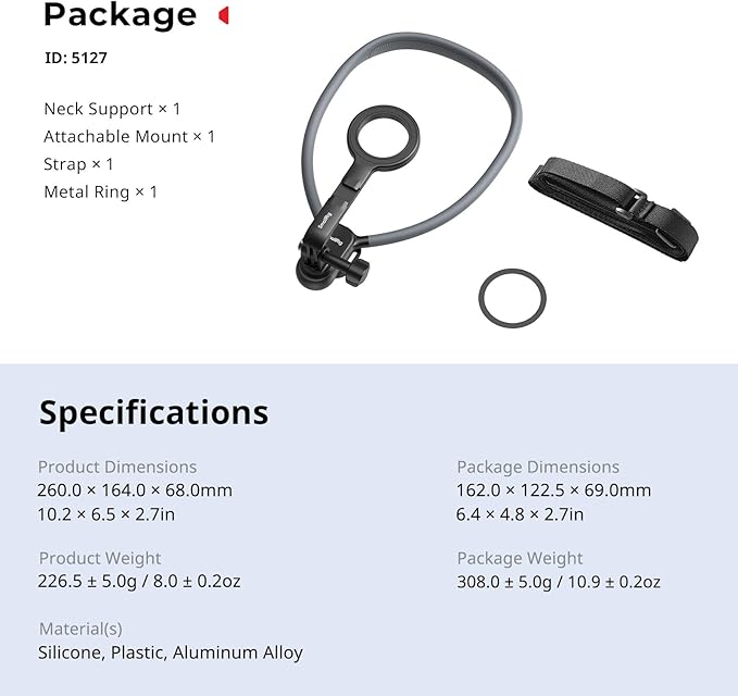 SMALLRIG Magnetic Neck Phone Holder with Chest Strap, Neck Mount for GoPro for DJI Action Camera, Hands Free Phone Holder for POV Recording, for iPhone 17/16/15/14/13/12, Metal Ring for Android - 5127