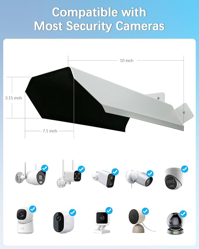 Universal Security Camera Sun Rain Cover Shield, Waterproof Protective Roof for Surveillance Camera, Outdoor Camera Shade Covers for Dome, Bullet Cameras (White 3 Pack)