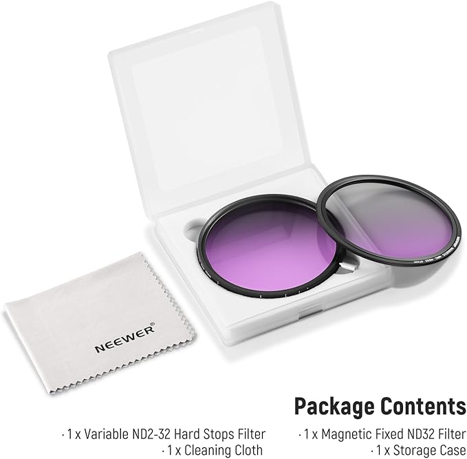 NEEWER HD True Colors 67mm Variable ND Filter ND2-512 (1-9 Stops), VND Filter & Magnetic ND32 Lens Filter, Multi Coated Neutral Density Filter, No Color Shift/No X Cross/No Vignetting