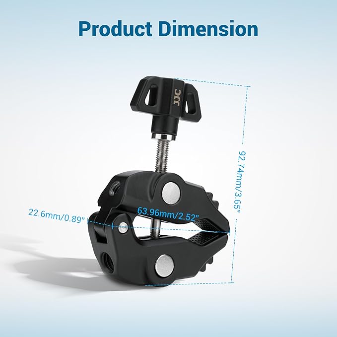 Universal Super Clamp Camera Mount, Adjustable Metal Heavy Duty Clamp with 1/4"-20 & 3/8"-16 Threads, 0.47-2.36'' Jaw Grip Desk Clamps for Magic Arm Light Stand Tube Bike Handlebar Stroller Tripod