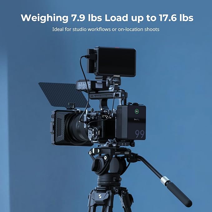 SmallRig AD-50 Max Heavy Duty Video Tripod, 68.5" Carbon Fiber Lightweight Tripod with FreeSpeed One-Step Height Adjustment, Fluid Head, Dual-Mode QR Plate, Load up to 17.6lb