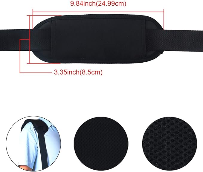 BOMKEE 59" Briefcase Shoulder Strap Universal Replacement Adjustable Bag Straps with Metal Swivel Hooks Bag Strap for Laptop, Camera, Duffle, Sports, Travel, Messenger Bags/Crossbody Bag (Black)
