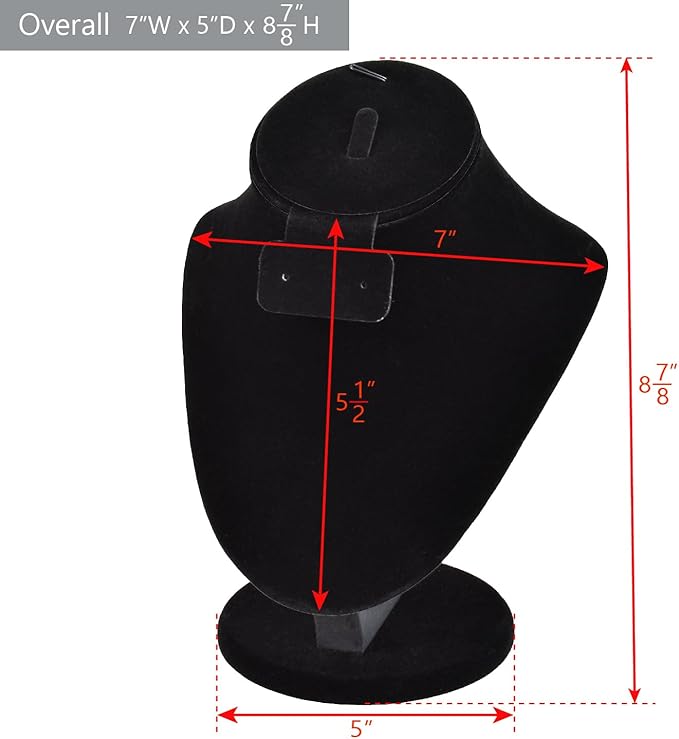 MOOCA 3 Pcs Set Black Velvet Combination Display Jewelry Stand Bust for Necklaces, Earrings, Rings, Jewelry Display For Vendors