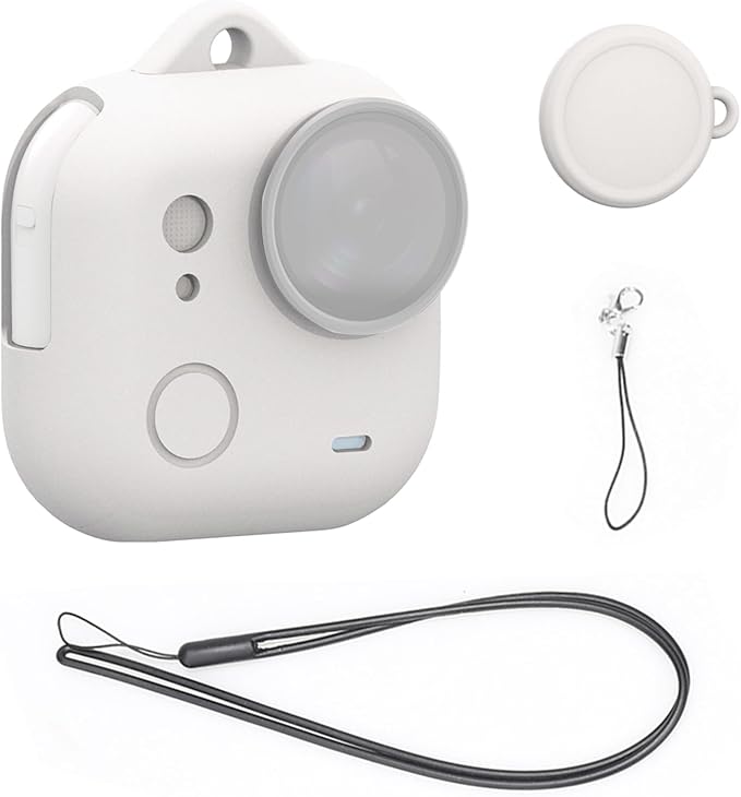 UicPuzo Full Body Silicone Case with Lens Cap & Lanyard for Insta360 GO Ultra, Anti-Scratch Protective Skin Cover,Non-Slip Grip & Shockproof Design (White)