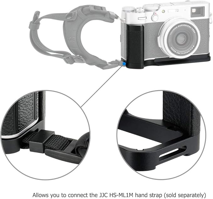 JJC Solid Metal Hand Grip Secure Handle Bracket for Fuji Fujifilm X100V X100F Camera(Not for X100VI), Anti-Slip Pads Design, Arca Swiss Quick Release Plate, Extra 1/4"-20 Tripod Hole & Hand Strap Hole