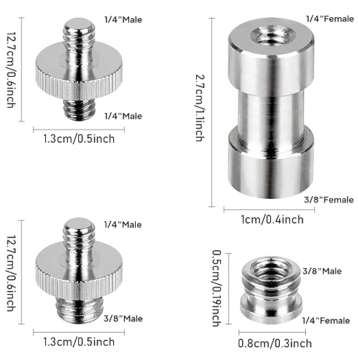 Camera Screw Set - 20pcs Tripod Adapter Mounts for 1/4" to 3/8" Light Stand Monopod Ballhead Flash Shoulder Rig