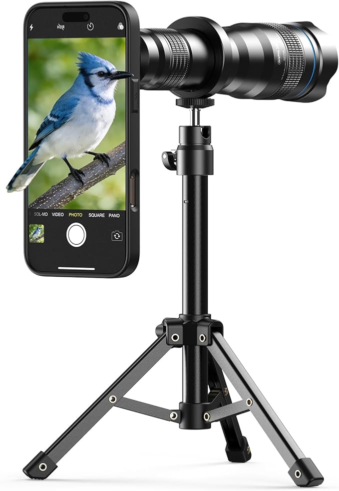 APEXEL 36x Telephoto Lens Compatible with iPhone 15 Pro Max | Photography for Travel, Birdwatching, Exploration | Kit with Sturdy Metal Tripod and Threaded Phone Case