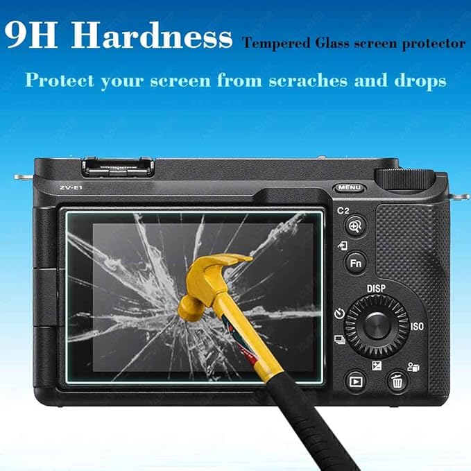 Screen Protector for Sony Alpha A7C II A6700 6700 7C II ZV-E1 ZVE1 A7C2 Camera & Hot Shoe Cover 0.3mm 9H Hardness Tempered Glass Cover Anti-Scrach Anti-Fingerprint Anti-Bubble [3+2 Pack]