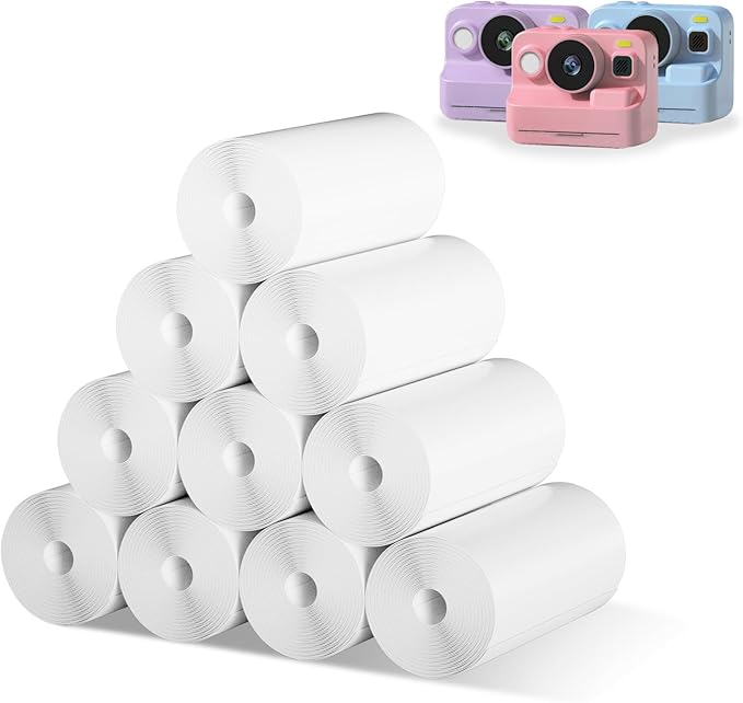 10 Rolls Kids Camera Paper Roll Refill, BPA and BPS Free Thermal Paper Refill for Most Kids Instant Print Camera (57x25mm)