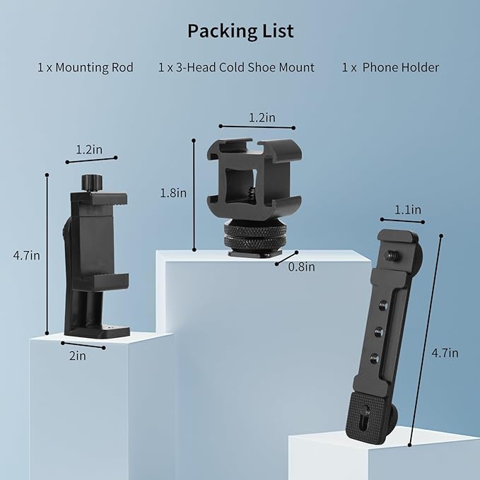 UTEBIT Phone Holder Mount for DJI Osmo Pocket 3, Universal Cell Phone Mount Expansion Pocket 3 Accessories Extension Rod, 1/4" Threads Hole for Tripod Selfie Stick, Cold Shoe for Mini Video Light Mic