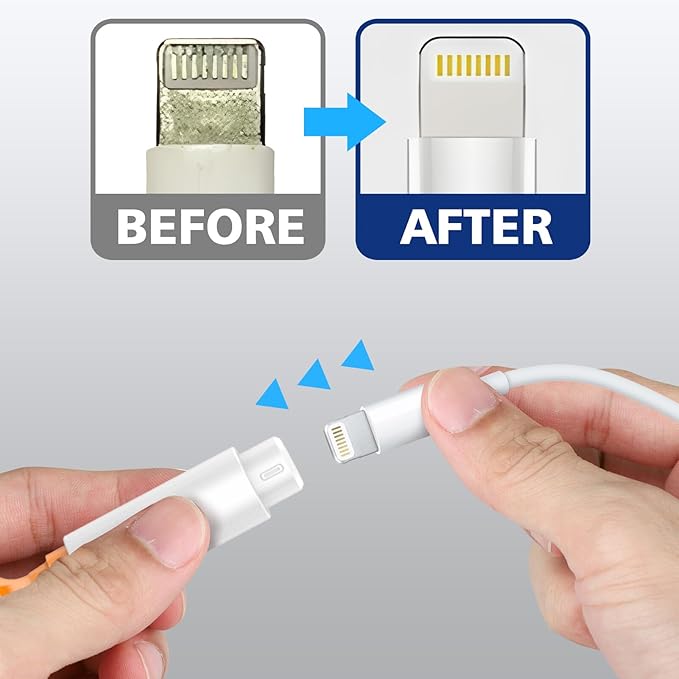 iPhone Cleaning Kit iPhone Cleaner, Phone Charging Port Cleaning, Cell Phone Repair Restore Tool for AirPod pro and iPad, Lightning Charger Cables Speaker Cleaner for Electronic Devices, White