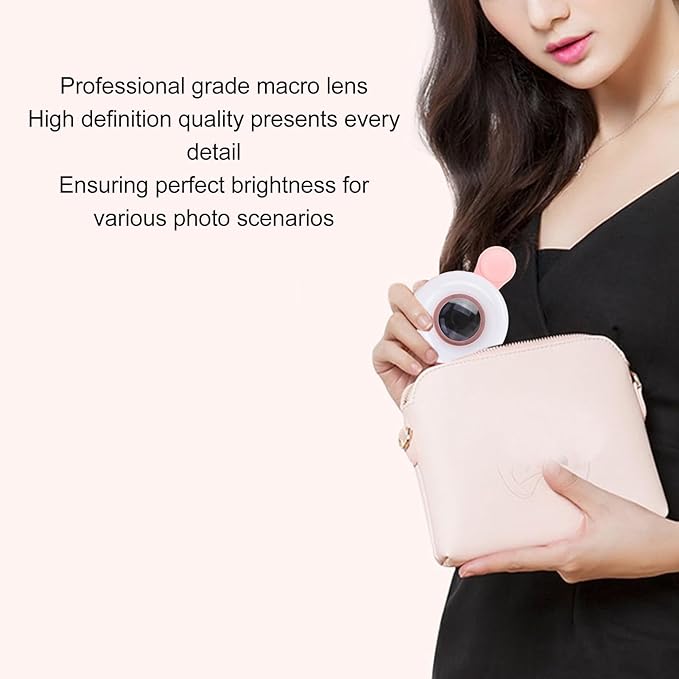 Mobile Phone Macro Photography Lens 3 Color Lights Portable Clip On Macro Lens, for Detail Photography, Rechargeable for Eyelashes Eyebrows Nail Art