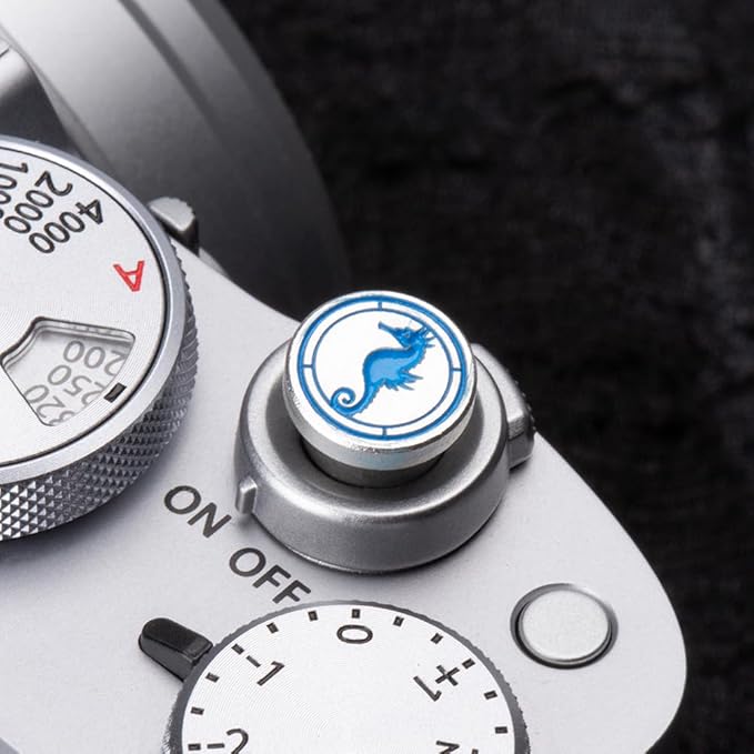 Hippocampus japonicus Soft Release Button - Red - fits Any Standard Threaded Release - Fujifilm X100V, X100F, X100T, Xpro3 & Xpro2, X-T3, X-T2, X-E3, X-E2s, X-E2, X-T30, X-T20 (Silvery)