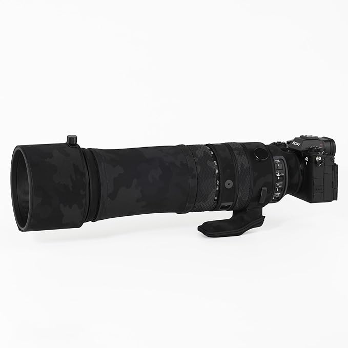 CHASING BIRDS Lens Camouflage Waterproof Coat for Olympus 150-600mm F5-6.3 is ED MSC Rainproof Lens Protective Cover (Shadow Black, with 2.0X TC (MC-20))