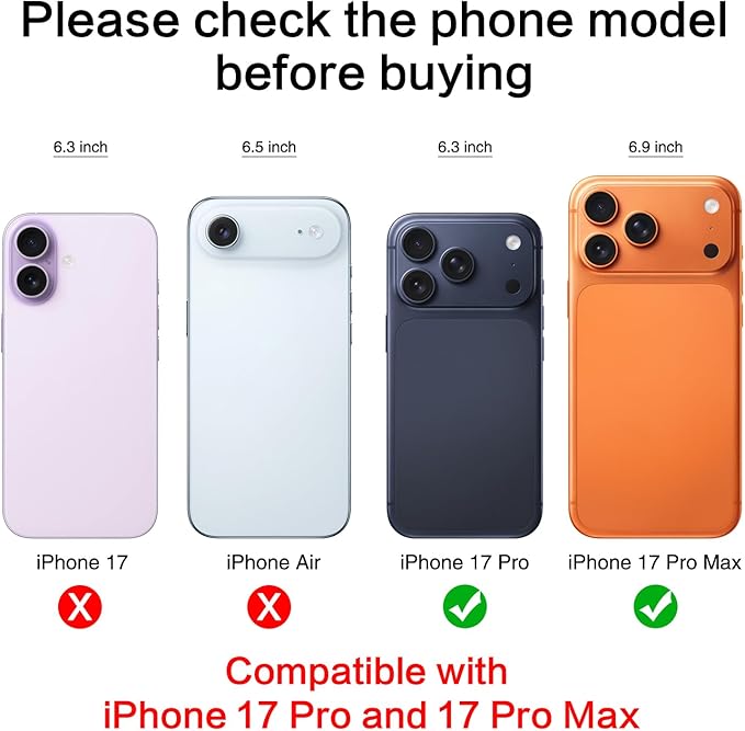 for ASDAWN Back Rear Camera Lens Glass Replacement for iPhone 17 Pro Max and 17 Pro Camera Glass Lens Replacement with Pre-Installed Adhesive + Repair Tool Kit + Installation Manual