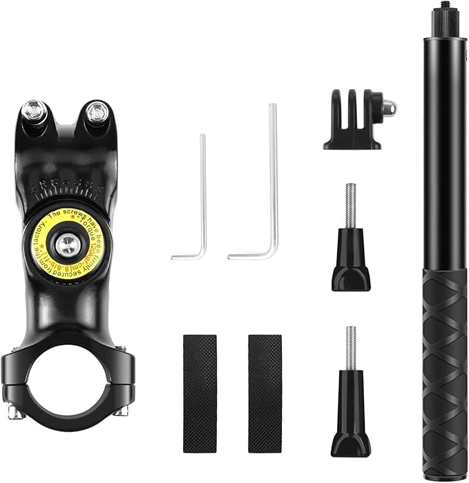 Kalofaye Motorcycle Bicycle Selfie Stick, Third Person Perspective Handlebar Mount Camera Bracket for Ride Tracking Shooting for GoPro Hero 12/11/10/9/8 Insta360 X5 / X4 / X3 ONE X/ONE Action Camera