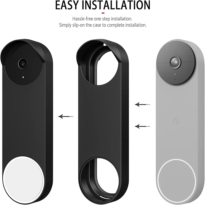Silicone Case for Google Nest Hello Doorbell (Battery) 2021 Cover - Weatherproof Protective Nest Doorbell Silicone Skin Case (Black)